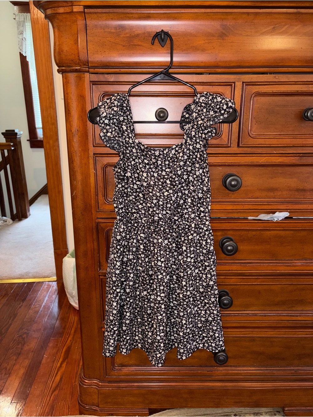 SHEIN Black Floral Puff Sleeve Mini Dress Size Small